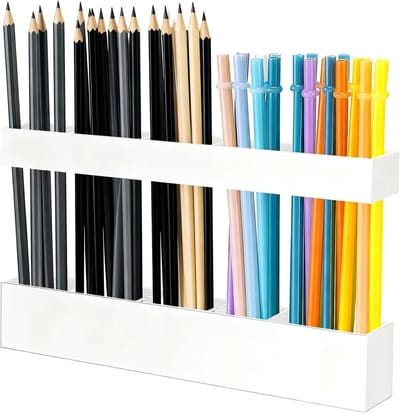 Wandmontage opslag voor rietjes met dubbele plakstrip, acryl opbergkast voor rietjes, wit, 5 vakken, ruimtebesparend en praktisch