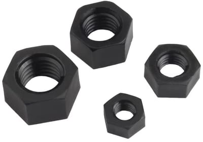 Zwarte nylon hexagon moeren M18 - 4 stuks voor duurzame bevestiging en montage
