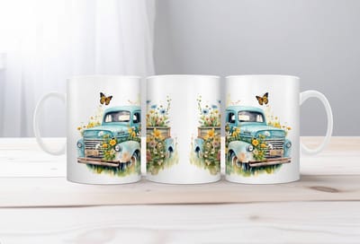 Auqarel koffiemok Retro Truck 5