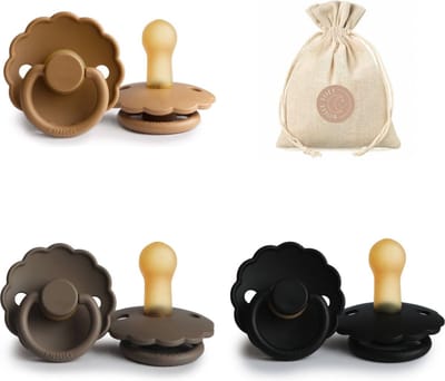 FRIGG Daisy T1 - Cappuccino, Portobello en Jet Black + Bolletoet speenzakje - 0-6 maanden