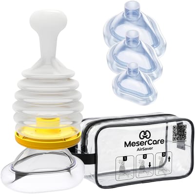 MeserCare Anti-Verstikkingsapparaat – 3 Maskers voor Baby, Kind & Volwassene – EHBO Noodhulpmiddel bij Verslikking – Noodpakket & Thuisgebruik