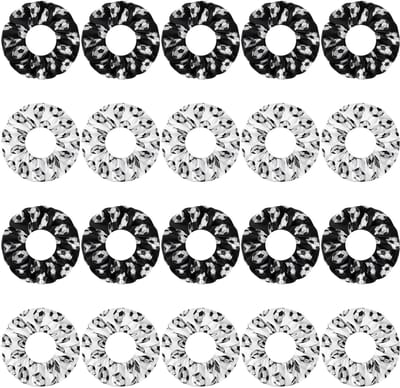 Dailygoods - Voetbal Sport Haaraccessoires - Set van 20 Elastische Scrunchies (Zwart en Wit)