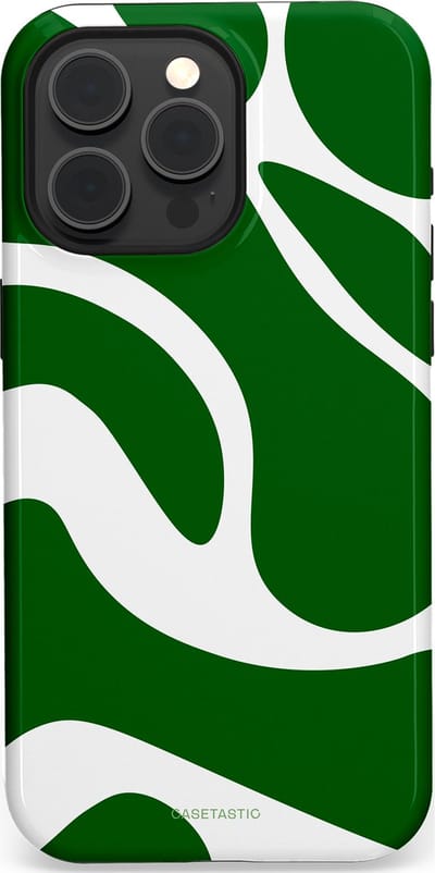 Casetastic Hoesje Geschikt voor Apple iPhone 15 Pro Max Magsafe - Stijlvolle Beschermende Duo-layer Case - Groene Golven