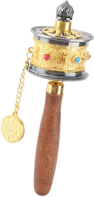 Dailygoods- Gebedsmolen Premium Legering - Boeddhistische Mantra - Handgedraaid - Collectieobject - Uniek Cadeau - Exquisite Vakmanschap - Gebedswiel