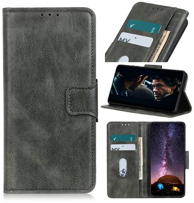 Zakelijke Book Case Telefoonhoesje Geschikt voor de Oppo Reno 4 5G - Portemonnee Hoesje - Pasjeshouder Wallet Case - Donker Groen