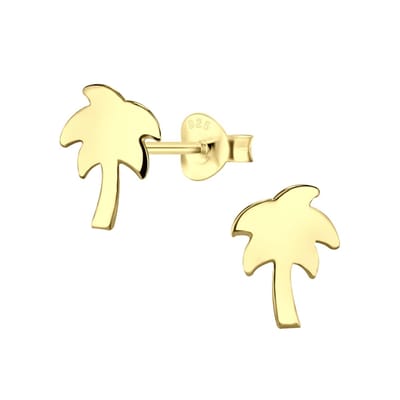 WeLoveSilver - kinderoorbellen - gold plated palmboom - 925 zilver