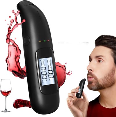 Alcoholtester - Digitale alcoholtester - Blaastest - Professionele, zeer nauwkeurige alcoholtester - Blaastest - Elektronische blaastest met politienauwkeurigheid - Oplaadbare, draagbare alcoholtester - Handig voor zowel particulieren als professiona