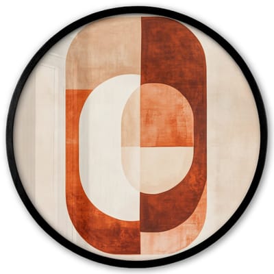 Poster in lijst Rond - Fotolijst 40x40 cm - Posters - Illustratie - Abstract - Vormen - Rood - Ronde posterlijst zwart - Decoratie - Wanddecoratie woonkamer - Muurdecoratie slaapkamer