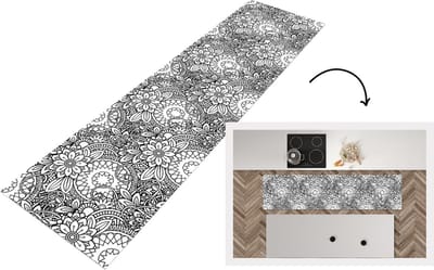 Keukenloper - Loper keuken - Mandala - Zentangle - Patroon - 200x50 cm - Keukenloper vinyl
