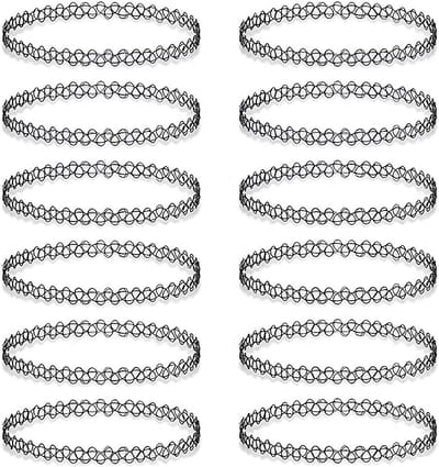 Stijlvolle zwarte choker ketting set van 12 stuks voor vrouwen en tieners, perfect als cadeau voor elke gelegenheid