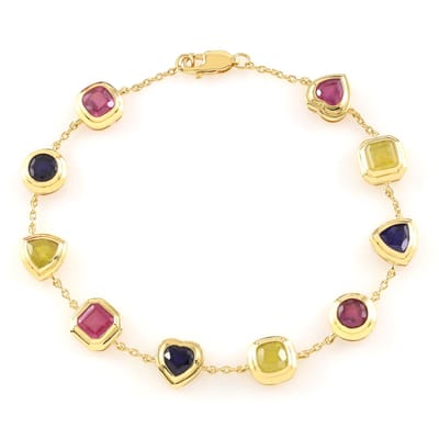 Cavill - Zilveren Armband - 925 Sterling Zilver Verguld - Madagaskar Roze Saffier 6,21 ct - Kleurrijk Elegant 19 cm