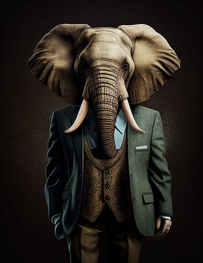 AI - Woondecoratie - Poster - Dieren - Olifant - Pak - 22 - 60 x 80 cm