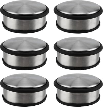 Deurstoppers Set - Deurhouders - Bescherming Deuren - Zwaar Roestvrij Staal - 6 Stuks - Zilver