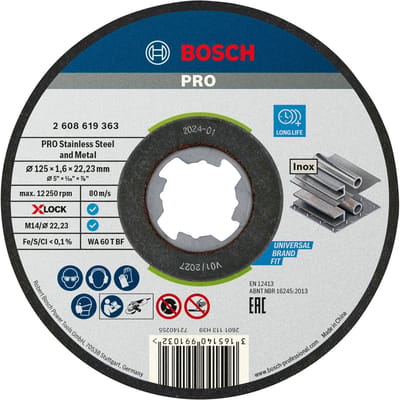 Bosch Accessories X-LOCK 2608619364 Doorslijpschijf recht 125 mm 10 stuk(s) Inox