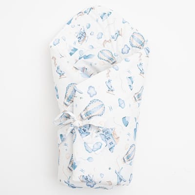 New Baby wikkeldeken 75x75 cm blauw katoen - Babydeken