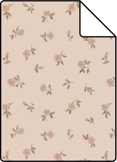 Proefstaal ESTAhome behang vintage bloemetjes oudroze - 26.5 x 21 cm - 132221-S