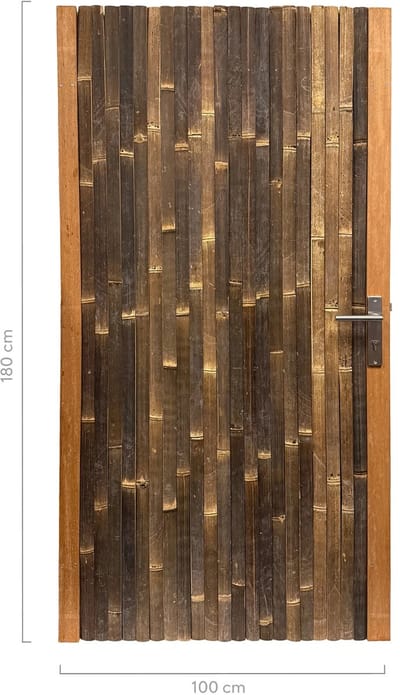 Masters of Bamboo® Bamboe Tuindeur Budget - 100 x 180 cm - Zwart - Rechtsdraaiend - Tuinpoort