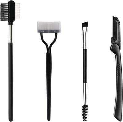 Complete Wenkbrauwset 4-delig met Wimperkam, Borstels en Opvouwbare Tondeuse