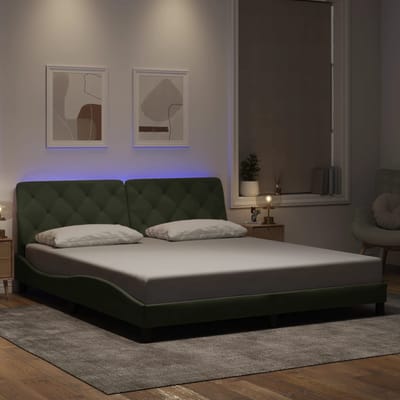 vidaXL - Bedframe - met - LED - zonder - matras - fluweel - lichtgrijs - 180x200 - cm