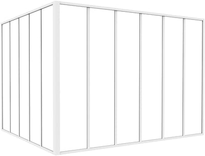 Vente-unique Glazen hoekbinnenraam met industriële stijl van gepoedercoat aluminium - L180 x L150 x H130 - Wit - BAYVIEW