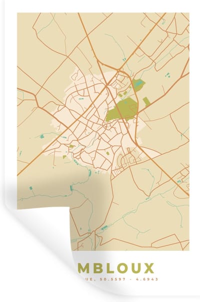 Muurstickers - Sticker Folie - Kaart - Plattegrond - België - Stadskaart - Gembloux - 20x30 cm - Plakfolie - Muurstickers Kinderkamer - Zelfklevend Behang - Zelfklevend behangpapier - Stickerfolie