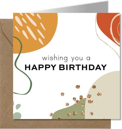 Tallies Cards - greeting - ansichtkaarten - Happy Birthday - Abstract  - Set van 4 wenskaarten - Inclusief kraft envelop - verjaardagskaart - verjaardag - felicitatie - proficiat - 100% Duurzaam