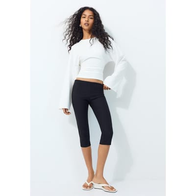 Stradivarius B11 T-shirt met lange mouw en getailleerde taille  Ecru XS