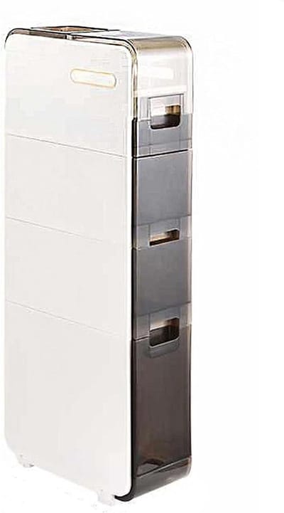 Badkamer opbergkast - Smalle ladekast - Ruimte organiseren - Geen montage nodig - 69 x 16 x 233 inch - Wit