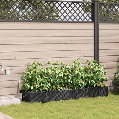 vidaXL - Plantenbak - 4 - st - Zwart - 160 - x - 40 - x - 22 - cm - PP