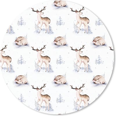 Muismat rond 20x20 cm - Mousepad Winter - Wit - Dieren - Patroon - Ronde muismatten - Kerst - Cadeau - Kerstcadeau voor mannen en voor vrouwen
