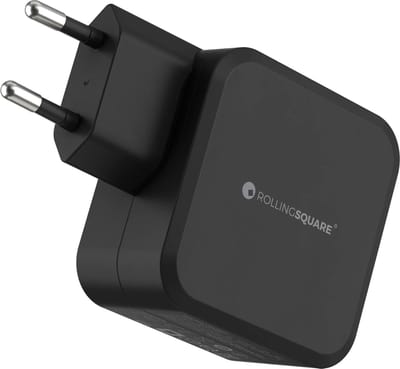 Rolling Square Snellader Adapter 65W - USB & USB-C Poort - GaN Oplader - Zwart