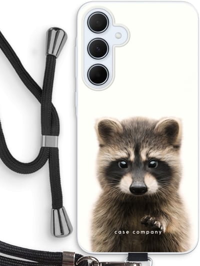 Case Company® - Hoesje met koord geschikt voor Samsung Galaxy A35 hoesje met Koord - Rocco - Telefoonhoesje met Zwart Koord - Bescherming aan alle Kanten en Over de Schermrand