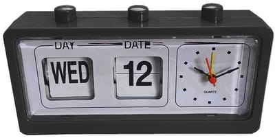 ZEYNOMAX- Wekker Handmatige Jump Calendar - Stille Retro Klok - Bureau Wekker - Kunststof - 270g - Nauwkeurige Uur-/Minutenwijzer