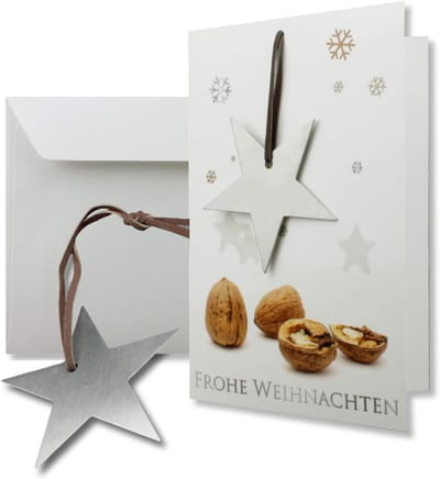 Dubbele Wenskaarten met Roestvrijstalen Notenkraker Ster Cadeauset