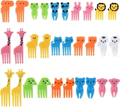Mini Cartoon Fruitvorken voor Kinderen - 30 Stuks Dieren Design, Perfect voor Bento Box, Taart en Verjaardagsfeestjes