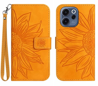 Coverup Hoesje - Geschikt voor OPPO Reno15 F Hoesje - Coverup Zonnebloem Book Case met Koord - Oranje
