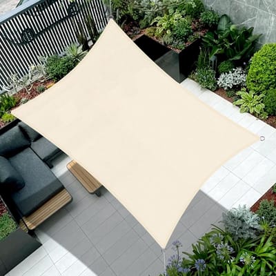 Schaduwdoek - partytent - 2x2M Schaduwdoek - Bescherming tegen de zon waterdicht - voor buitengebruik op terrassen in de achtertuin op balkons bij carports en in speeltuinen (Gebroken wit)