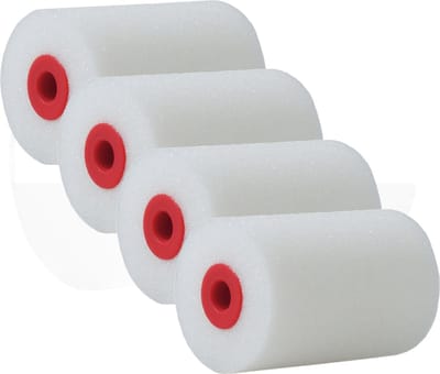 Set van 4x stuks schuim precisie verfrollers lakroller 2,5 x 5 cm - Verfspullen - Schildersbenodigheden