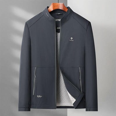 Veste fine printemps et automne pour hommes, veste à col montant pour hommes, veste d'extérieur pour hommes d'âge moyen 4XL gray