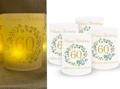 Allecto - 16 stuks lichthoesjes - Tafeldecoratie - Eucalyptus - 10 cm - Communie decoratie - Geschikt voor Doop en Vormsel