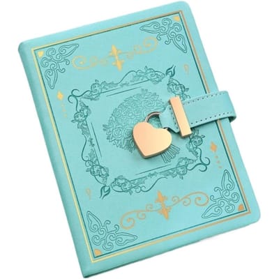QTTVBTNA – 1 Stuks B6 Dagboek met Slot en Hart Sleutel – 288 Gelinieerde Pagina’s – Persoonlijk Dagboek voor Meisjes en Vrouwen – Compact & Draagbaar – Ideaal als Verjaardagscadeau, Kerstcadeau of Voor Dagelijks Gebruik – Blauw