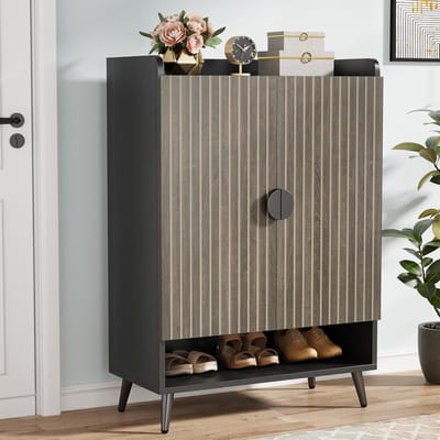 LITTLE TREE Schoenenkast - Opbergrek - Hout - Grijs - 7 Lagen - 75 x 35 x 110 cm - Voor Hal En Woonkamer