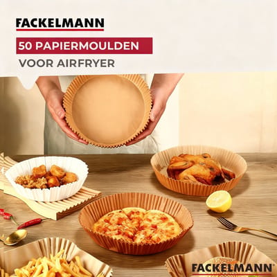 50 papieren ronde airfryer bakvormpjes 20 cm Fackelmann
