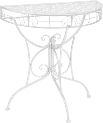 Halfronde bijzettafel - Decoratietafel - Planten presenteren - Ruimtebesparend ontwerp - 72 x 36 x 74 cm - Zilver