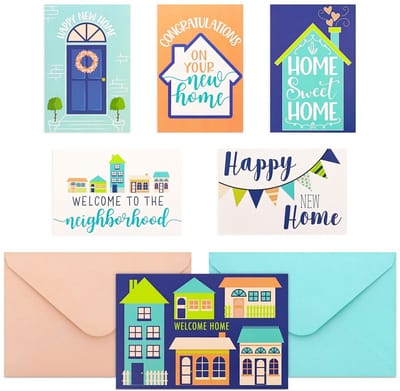 Dailygoods- Wenskaarten Set van 48 - Wenskaarten Blanco - Housewarming-kaarten - Welkom Thuis - Felicitaties - Modern Design 10 x 15 cm