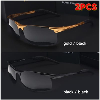 Hoge Kwaliteit Ultra-Licht Aluminium Magnesium Sport Zonnebril Voor Heren UV400 Rechthoekig Goud Buiten Voor Chauffeurs Zonnebril black