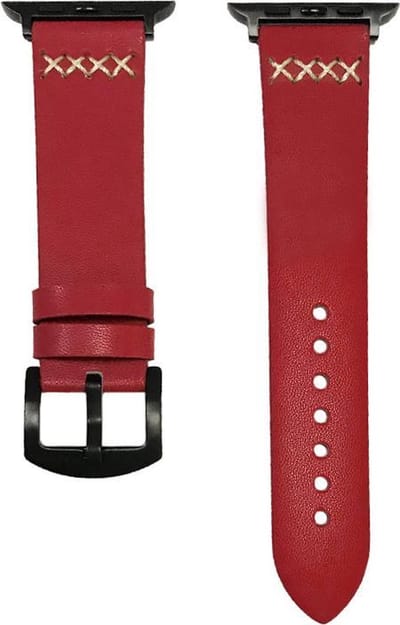 Fungus - Smartwatch bandje - Geschikt voor Apple Watch 38 / 40 / 41 mm - Series 1 2 3 4 5 6 7 8 9 SE iWatch - PU leer - Vier kruis - Rood