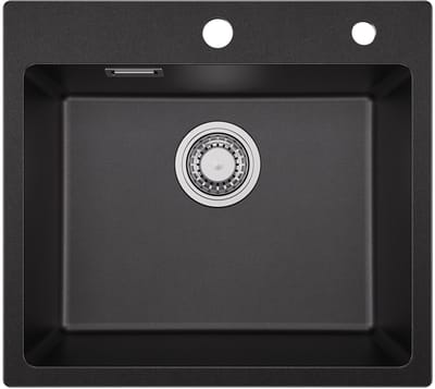 SOFETIY MAX Granieten Spoelbak 50*45cm - Spoelbak Keuken Zwart - Onderbouw Spoelbakken - Wasbak Keuken Met Waterafvoersysteem