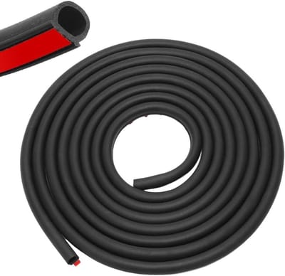 Zelfklevende D-vormige rubberen autodeurafdichting voor geluidsisolatie en waterdichtheid - Universele afdichting voor autodeur, kofferbak, auto, bestelwagen, oldtimer en camper - Zwart - 10 x 10 cm