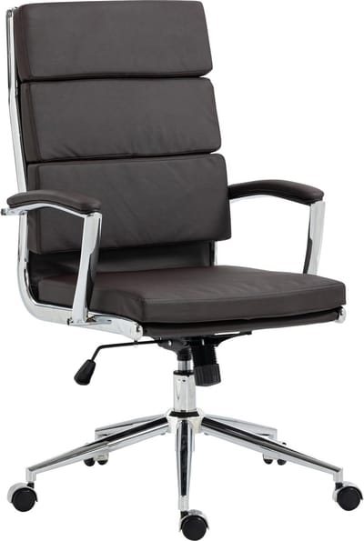 CLP Cleveland Bureaustoel - Ergonomisch - Voor volwassenen - Met schommelfunctie - Met verchroomd frame - bruin Kunstleer